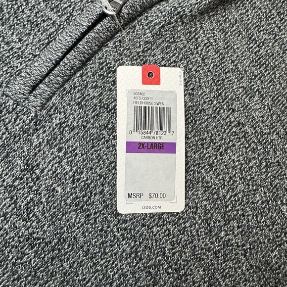 NWT IZOD Fieldhouse 2X-Large Gray Carbon Pullover Knit Sweater 1/4 Zip - Picture 5 of 8